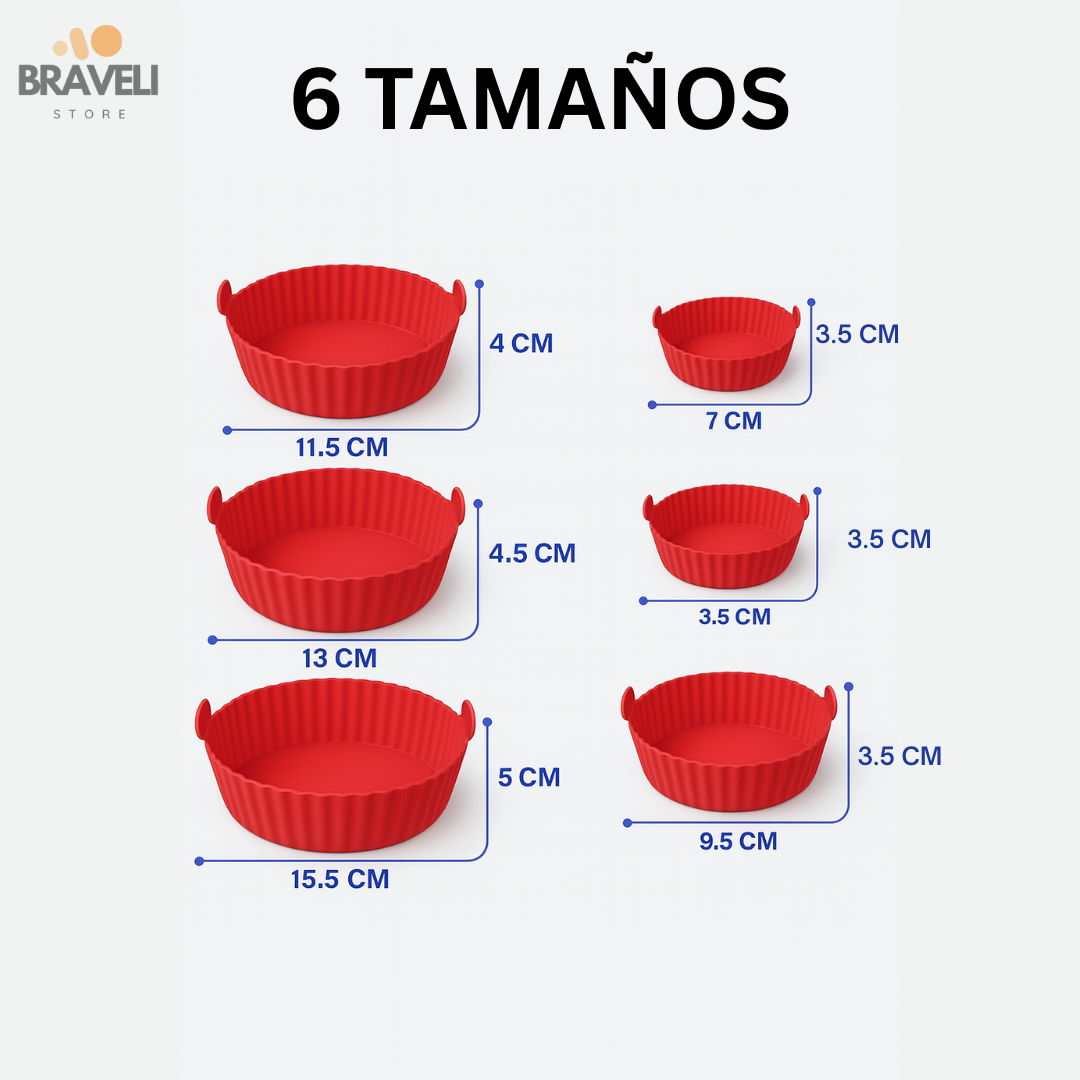 🧺 Set 6 moldes silicona |  Lávalos y guárdalos sin ocupar espacio.