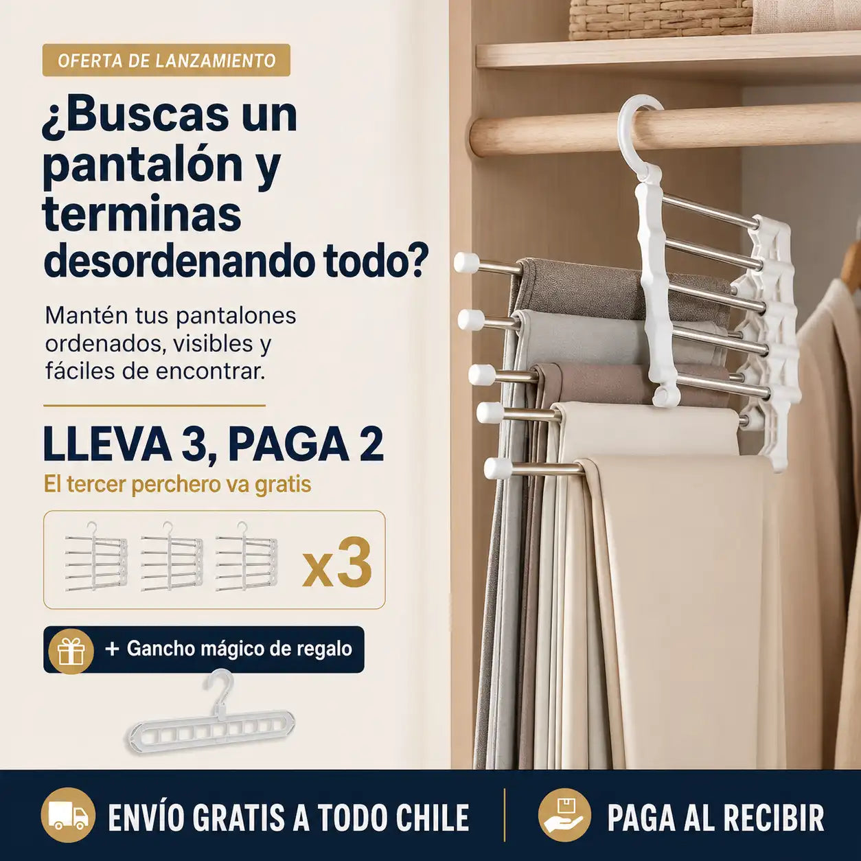Pack x3 Organizadores de Pantalones 5 en 1