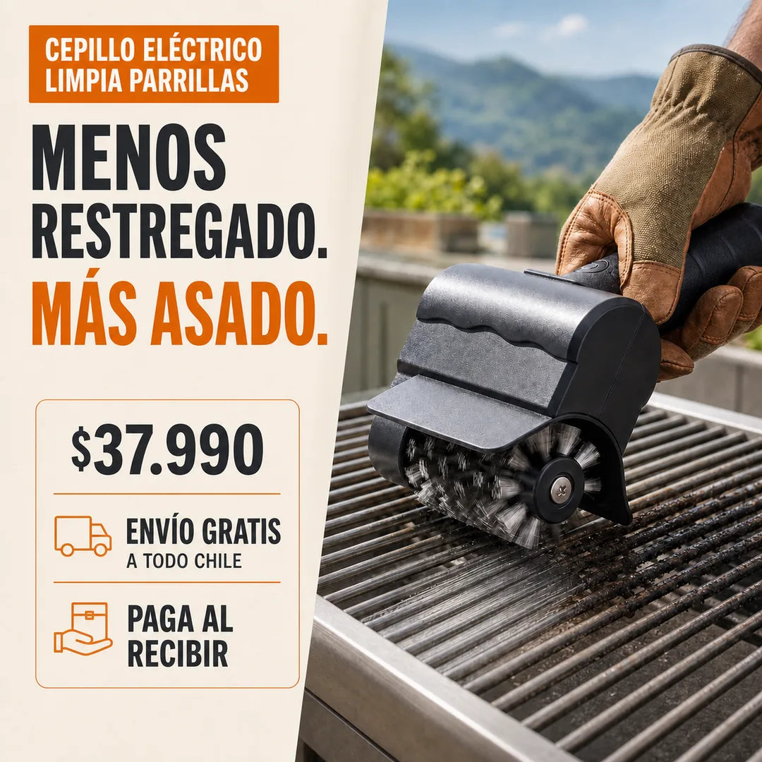 Cepillo eléctrico limpia parrillas en uso, envío gratis y pago al recibir