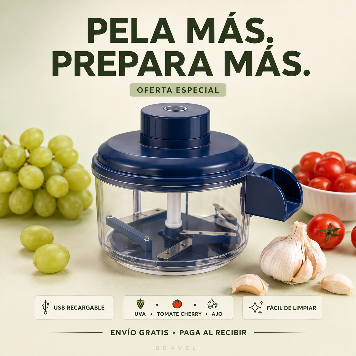 Pelador eléctrico para uvas, tomates cherry y ajo con envío gratis y pago al recibir